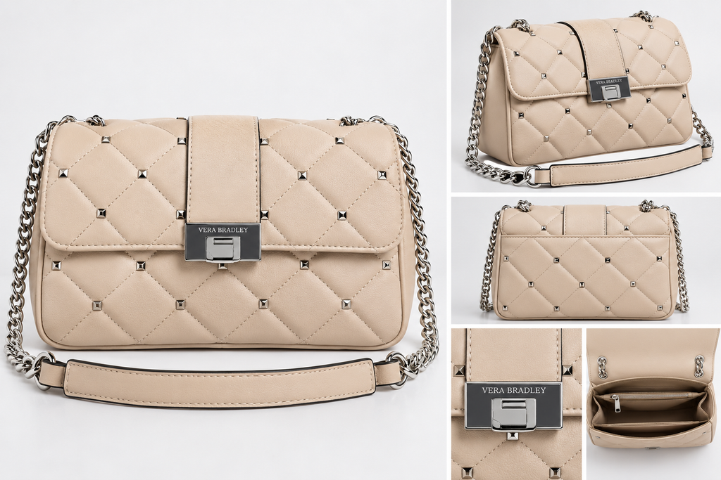 Sac Bandoulière Beige Matelassé – Chaîne Argentée