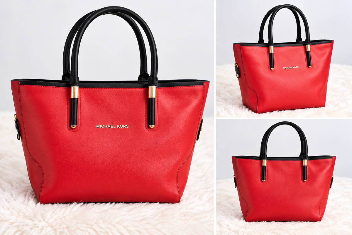 Sac Cabas Rouge – Poignées Noires & Finitions Dorées