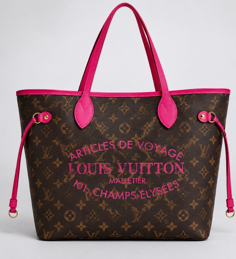 Sac Cabas Monogramme Marron & Rose – Grand Format