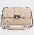 Sac Bandoulière Beige Matelassé – Chaîne Argentée