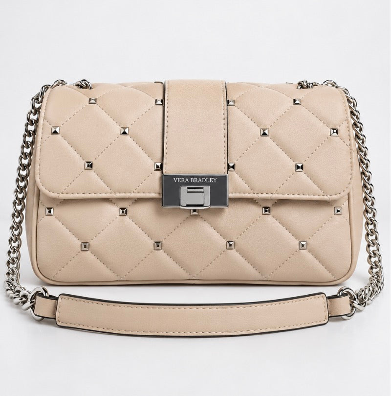 Sac Bandoulière Beige Matelassé – Chaîne Argentée